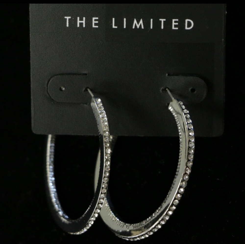 ***🎉SALE⭐Silver Paved Crystal Hoop Earrings,